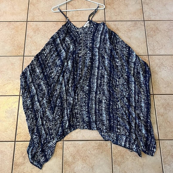 San Souci Blue and White Dress with Harem & Handkerchief Bottom, Sz Medium - Picture 5 of 5